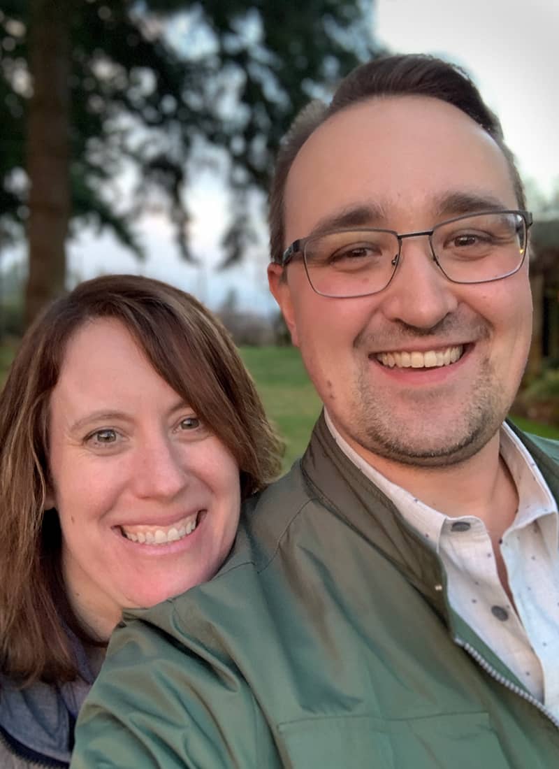 Richard and Story, taking a selfie near one of their favourite Nanaimo restaurants